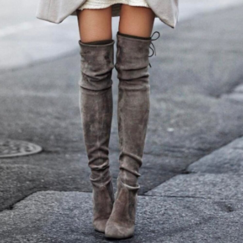 Stuart Weitzman Highstreet Suede Chunky-Heel Over-The-Knee Boot